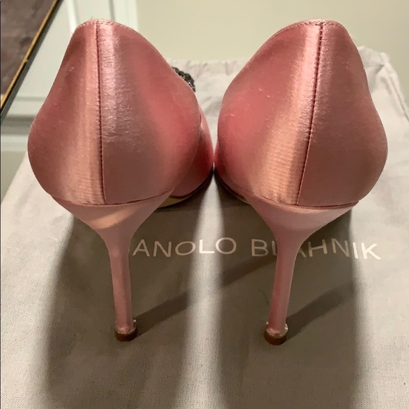 Manolo Blahnik Hangisi 105mm Satin Pink Pump 39.5 - Picture 16 of 16